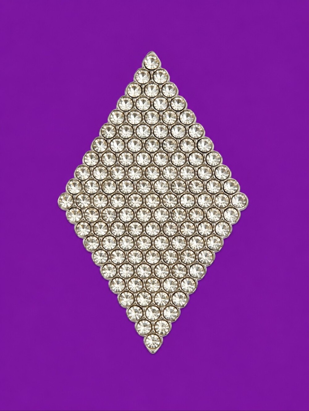 Vintage Kite Diamond Shape Paved Rhinestone Atomic Modernist Heavyweight Brooch